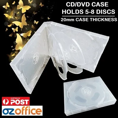Clear CD DVD Case - Holds 5 - 8 Discs - 20mm Spine Audiobook DVD Box Set Covers • $13.95