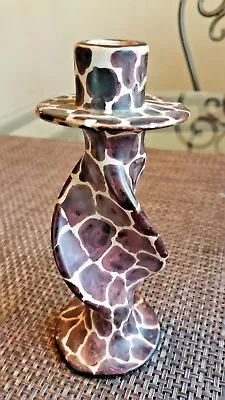 Candlestick Stone Wild Animal Zebra Print Safari Retro Swirl Design Hand Paint  • $6