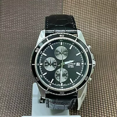 Casio Edifice EFR-526L-1A Black Analog Leather Chronograph Quartz Men's Watch • $156.20