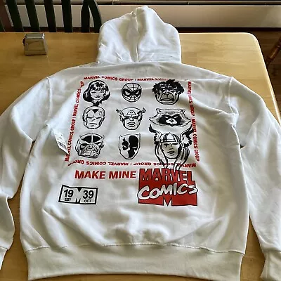 Marvel Comics Group White Mens Pullover Hoodie Size Medium With Pockets Nwt • $17.99