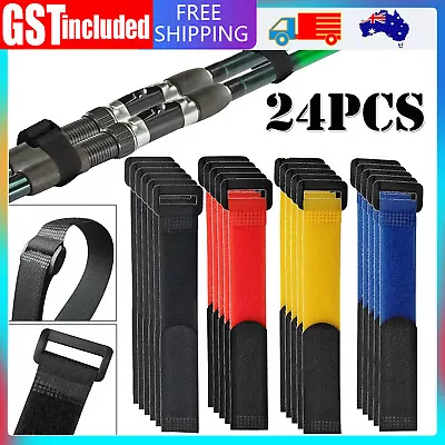 $10.99 • Buy 24x Fishing Rod Tie Strap Tackle Wrap Band Pole Holder Fastener Fish Accessory