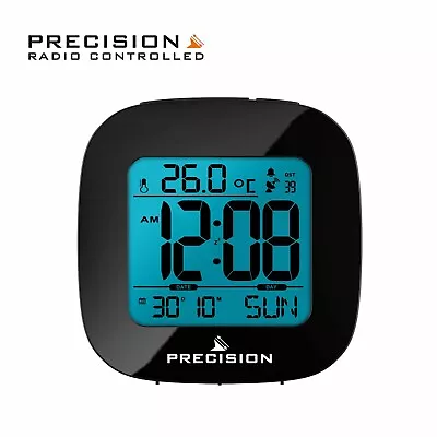 Precision Radio Controlled Digital LCD Alarm Clock - Black AP054 • £9.99