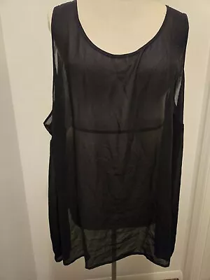 Maggie Barnes Womans Plus Size 5X Black Solid Sheer Sleeveless Top Blouse  • $3.99
