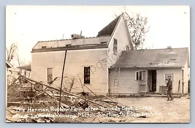 J90/ Milton Junction Wisconsin RPPC Postcard? C30s Rupnow Farm Tornado 208 • $25.30