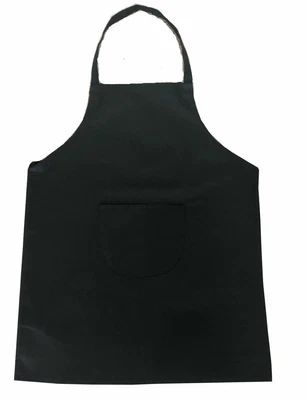 £4.99 • Buy CHEFS APRON Black 100% Cotton Catering Cooking BBQ With Bib Pockets Heavy Duty