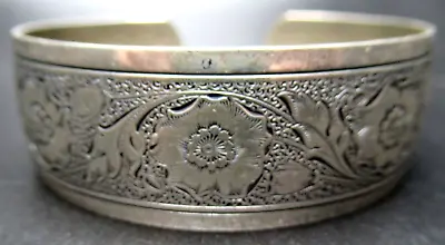 DANECRAFT Sterling Silver Floral Engraved Vintage Cuff Bracelet • $59.99