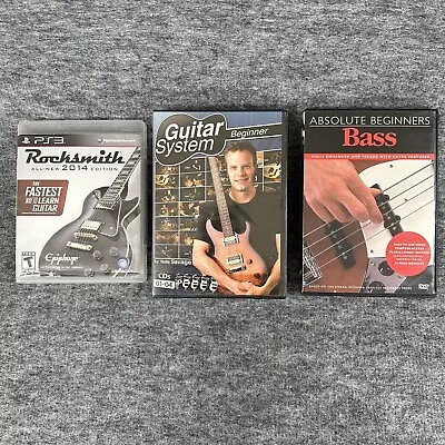 Lot Of 3 Guitar System Beg. 4-CD Play Along Savage PS3 Rocksmith Bass DVD Set • $34.87