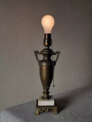 Lovely Antique BRASS TROPHY/Urn Table LAMP With Italian MARBLE Base Neoclassical • $65