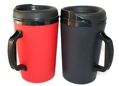 2 New Foam Insulated 34 Oz ThermoServ Mugs Black & Red • $25.95