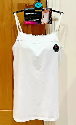 Marks & Spencer White Padded Cotton Secret Support Vest - Size 14 - Brand New • £12.99