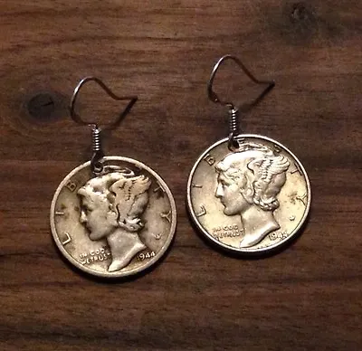 MERCURY DIME 90% SILVER VINTAGE Coin Jewelry EARRINGS With .925 Earwires! • $16