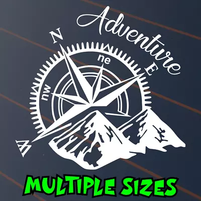 Adventure Compass Sticker Car Decal Window Mountains Camping Caravan UHF Vinyl • $6.50