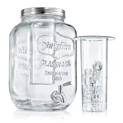 1-Gallon Glass Beverage Dispenser - Mason Jar Style Drink Container Jug • $28.38