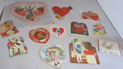 Antique Vintage Used Valentine's Day Cards 12 Lot Some Stand Up 1920s 1940s • $35.77