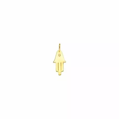  14K Solid Yellow Gold Natural Diamond Mini Hand Of God Pendant Necklace 16 18  • £131.09