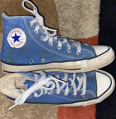 Vintage 1970's  Converse All Star Chuck Taylor Blue High Top  USA Men 6 Women 8 • $40