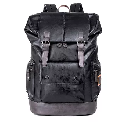 Leather Travel Backpack Camping Laptop Hiking School Book Bag Men Waterproof HOT • $32.99