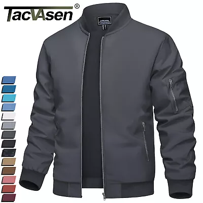 Mens Bomber Jacket Spring Fall Coat Lightweight Windbreaker Casual Sportswear US • $37.03