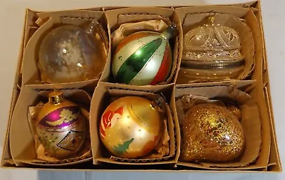 Lot 6 Large Jumbo Vtg Glass Christmas Ball Ornaments • $55
