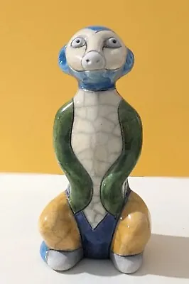 South African Raku Studio Pottery Meerkat Animal Figure • £18.99