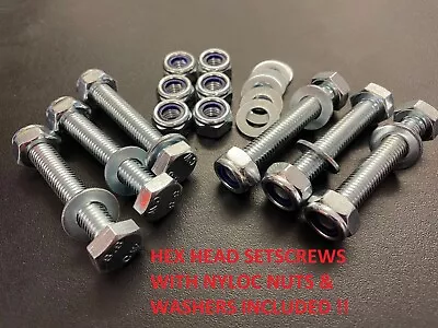 Hex Head Setscrews Bzp Fully Threaded Bolts With Nylon Nuts & Washers M4 To M24 • £4.31