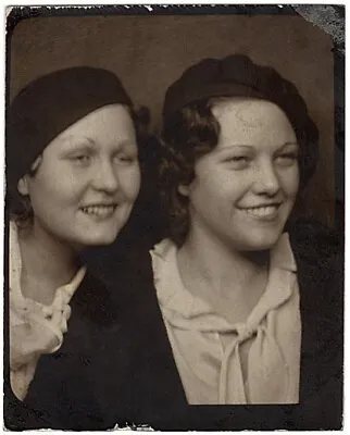 Vintage Photo Booth Photo Affectionate Women Lesbian Gay Couple Photobooth 1930s • $8.99