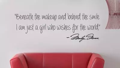 BENEATH THE MAKEUP Marilyn Monroe Quote Decal WALL STICKER Home Decor Art SQ68 • $22.76