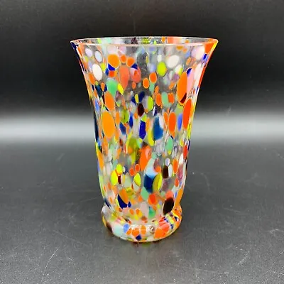 Handblown Murano Style Art Glass Multi-Coloured Drinking Glass Or Vase Small • £19.99