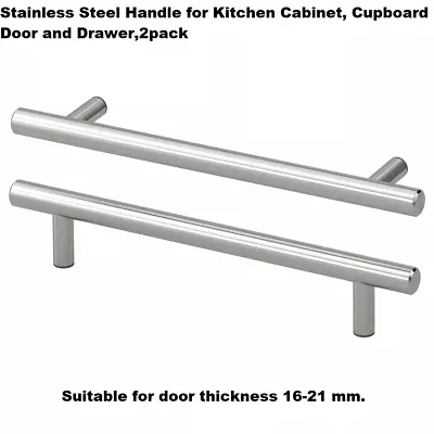 Cabinet Door/Drawer Handles Kitchen Cupboard Smooth Stainless Steel Pulls 213 Mm • £15.15
