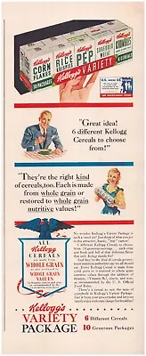 Print Ad Kellogg's Cereal Variety Pack Corn Flakes 1942 Pep Half-Page 5 X14  • $12