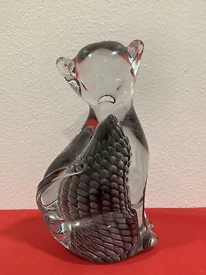 Vintage Marcolin Cat Art Lead Crystal Genuine Hand Made In Sweden Cat Figurine • $44.95