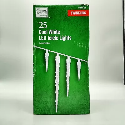 Home Accents Holiday 25 Count Twinkling Cool White LED Icicle Lights • $15.60