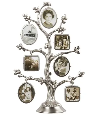 Malden Family Tree Fashion Pewter Metal Tree 2-Sided W/14-Small Frames #658470 • $10