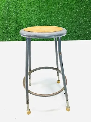 Vintage Industrial Metal Shop School Stool Chair 24  Seat Height Science Class • $107.40