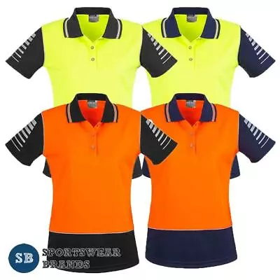 Womens Hi Vis Zone Polo Shirt Top Ladies Work Safety Size 8-24 Quick Dry ZHL236 • $27.95