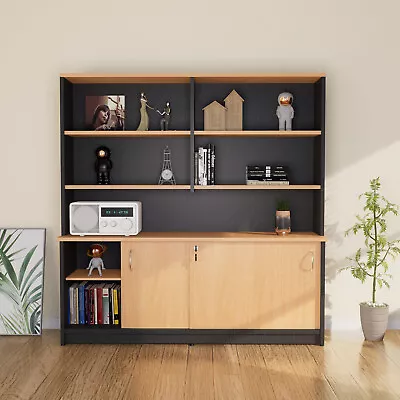 Office Credenza Storage Cabinet With Hutch Drawer And Storage Cabinet For Home • $699