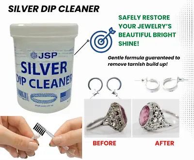 Sterling Silver Dip Cleaner Tarnish Remover 925 Jewelry Cleaning Solution 8oz • $12.95