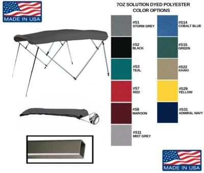 $766.76 • Buy 7.6oz BOAT BIMINI TOP SQUARE TUBE VERANDA VP SERIES V22RC 2016-2017
