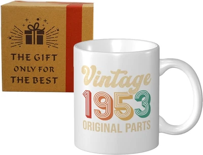 70Th Birthday Gifts For Women Men Vintage 1953 Original Parts Coffee Mug Funny • £14.11