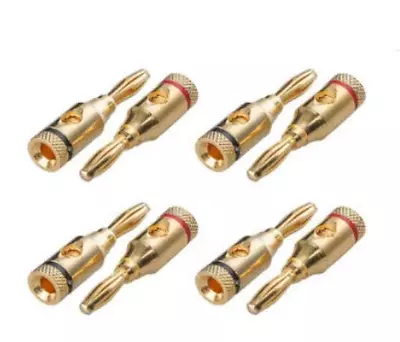 4 Pairs Gold Plated Speaker Banana Plugs – Open Screw Type Connector For Speaker • $11.59