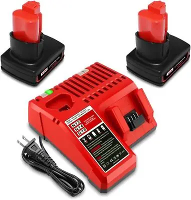 2 PACK 6.5AH For Milwaukee 12V M12 6Ah Battery With Charger Combo 48-11-2460 • $69.99
