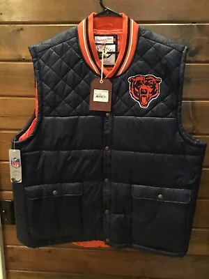 Chicago Bears Bear Head Logo Mitchell Ness Throwbacks Puffer Vest Jacket 4XL NWT • $149.99