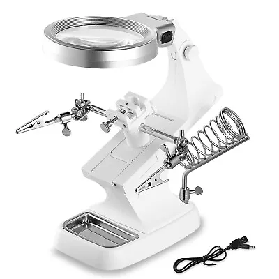 360°Third Hand Soldering Solder Iron Stand Holder Magnifier Helping Station Tool • $25.27