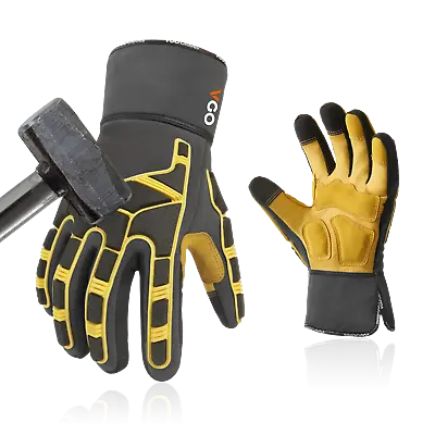 Vgo 1 Pair  Leather Work Gloves MenMechanics Gloves（PA7756） • $19.98
