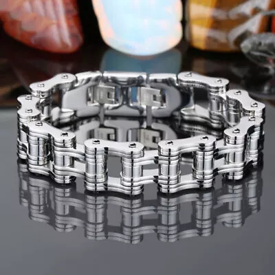 Punk Steel Color Bicycle Biker Bracelets&Bangles Motorcycle Chain Men's Bracelet • $11.33