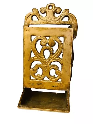 Vintage Brass Matchbook Holder Hanging Fireplace Scroll Design • $15.19