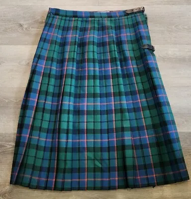 Pitlochry Of Scotland Kilt Skirt 16 Green Tartan Tweed Check Pleat MacNaughton's • $47.19