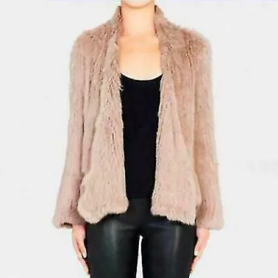 Women Woven Fur 100% Genuine Real Rabbit Fur High Quality Knit Sexy Coat Jacket • $117.14