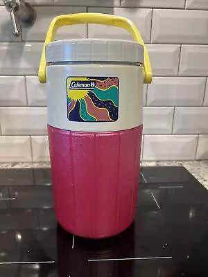 $11.99 • Buy Rare Coleman 5590 1/2 Gallon Water Cooler Jug Pink/Yellow Vintage 80s Clean 