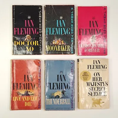 Ian Fleming Signet James Bond Thrillers Vintage Lot Of 6 Paperback Books • $40